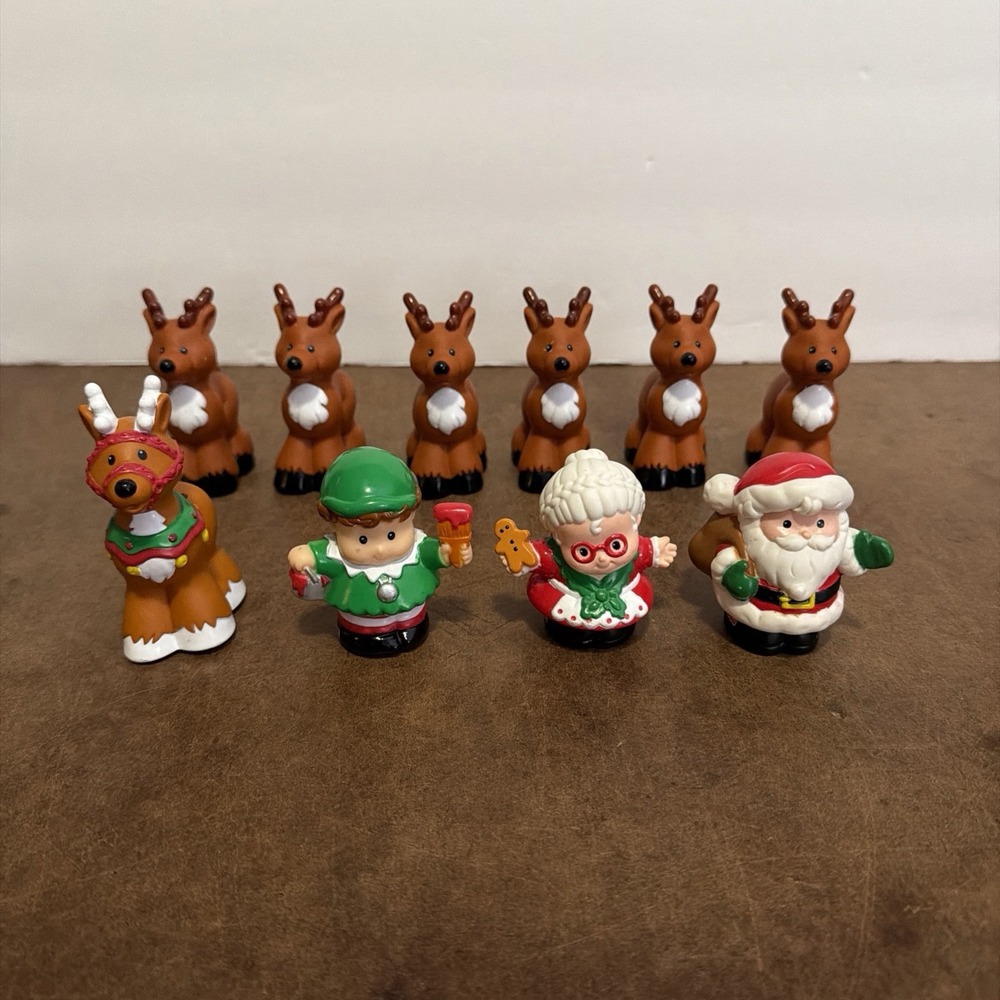 Fisher Price Little People "TWAS THE NIGHT BEFORE CHRISTMAS" Santa Elf Reindeer